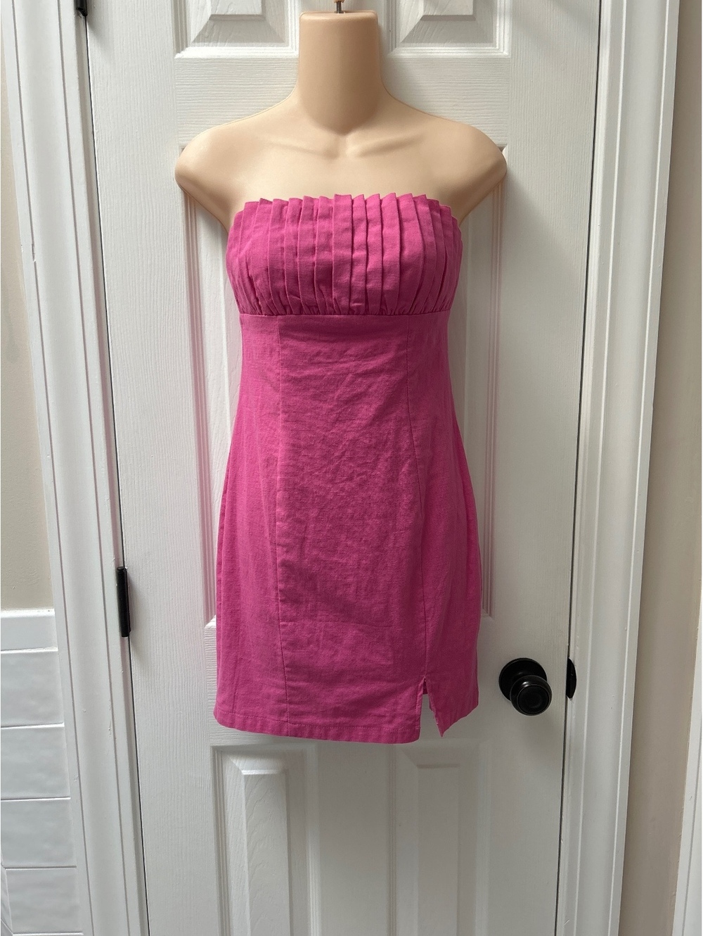 Hello Molly Strapless Pink Mini Dress with Pleated Bust